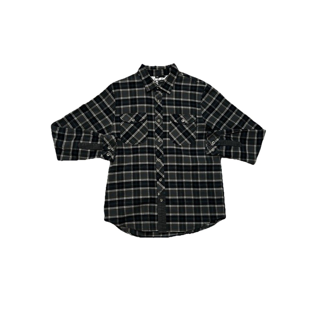 Nike SB Plaid Flannel Shirt Button Up Black Grey Skate Workwear Streetwear Large